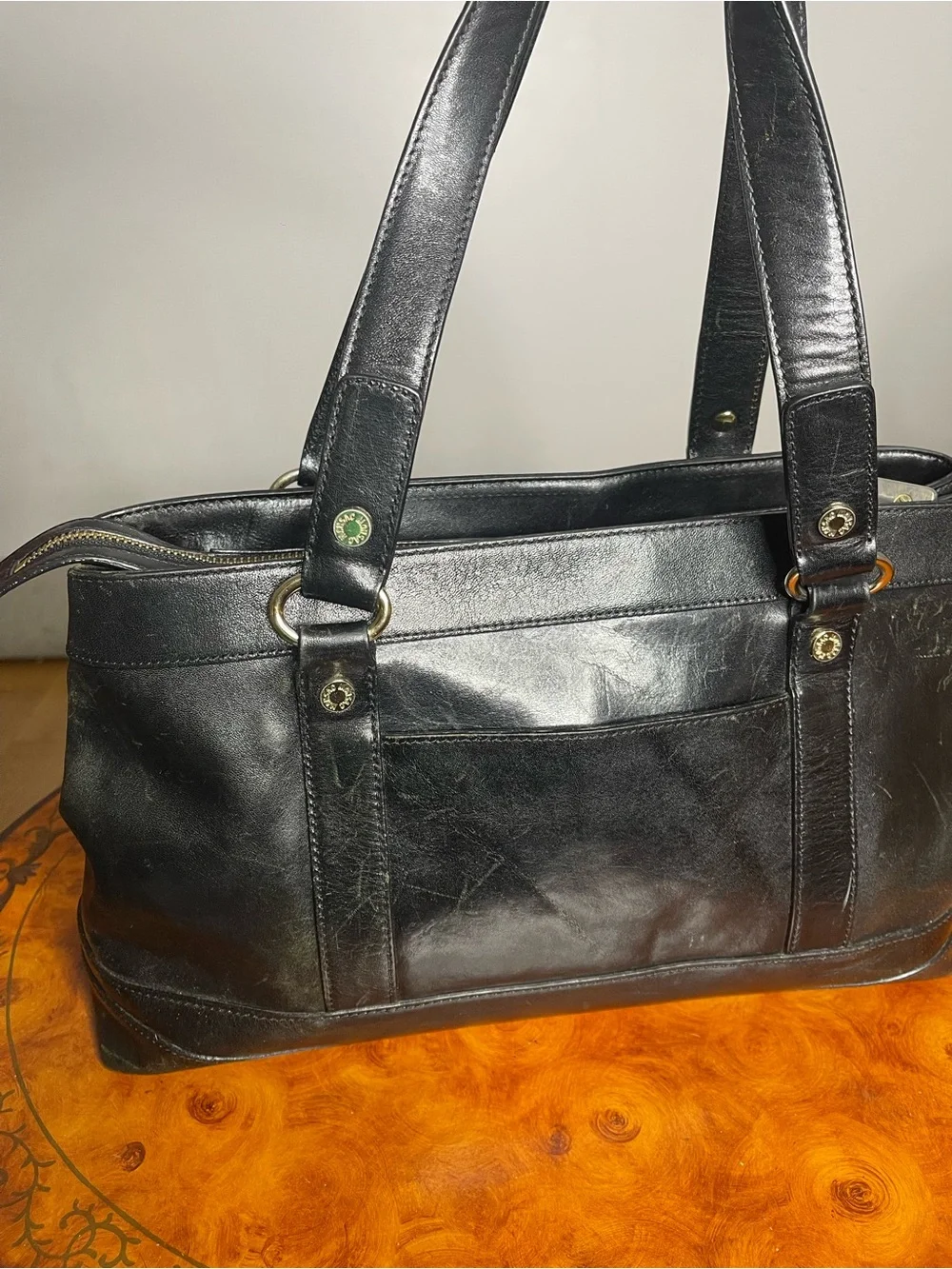 Black Leather women Tote Bag - Classic Carryall